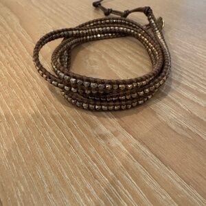 Chan Luu Brown Crystal Wrap Bracelet